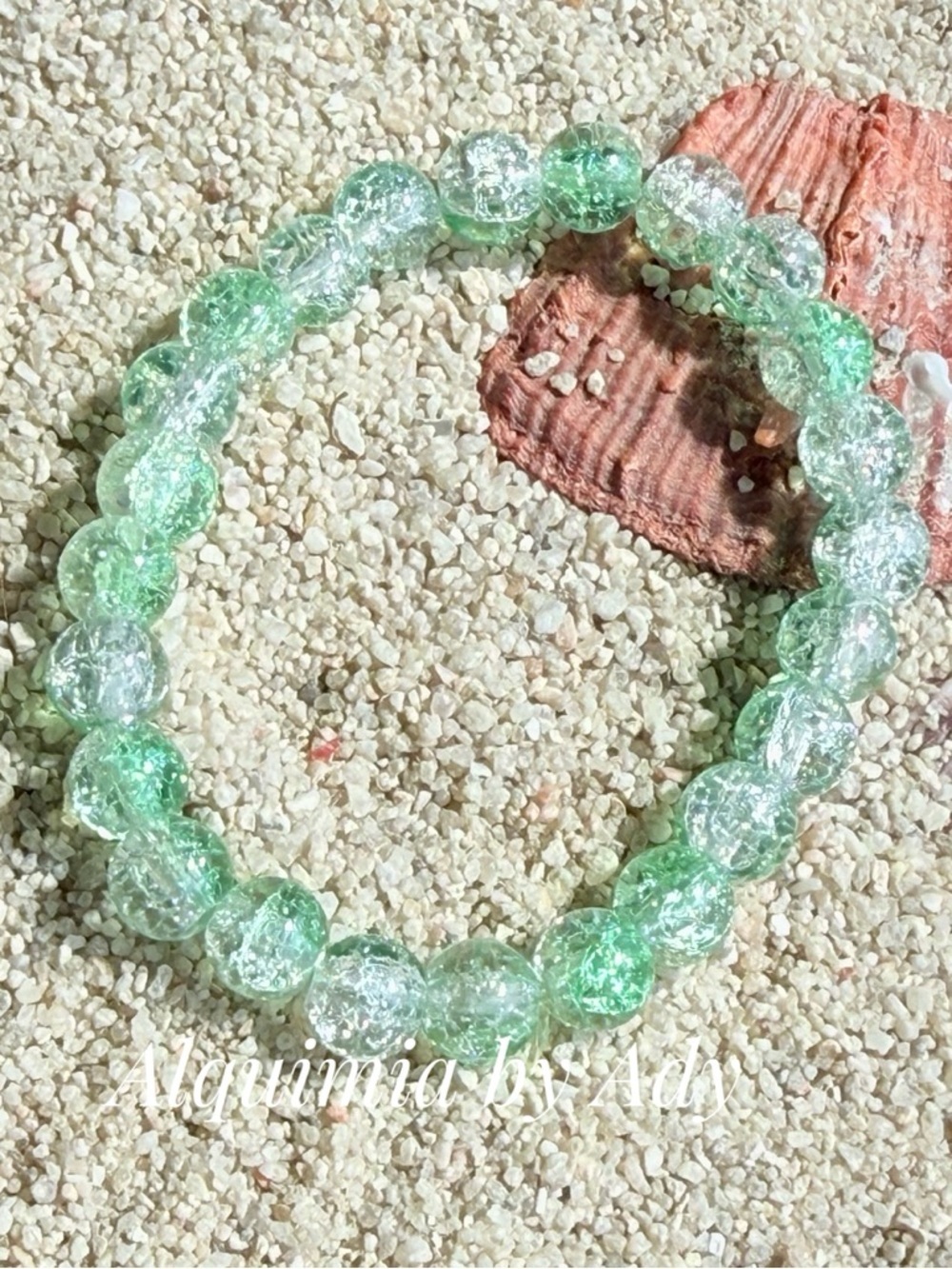 Alquimia Light Green Crackle Quartz Stretch Bracelet